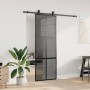 Puerta corredera con herrajes negro 76x205 cm vidrio templado