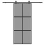 Puerta corredera con herrajes negro 90x205 cm vidrio templado
