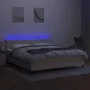 Box spring bed mattress and LED lights cream fabric 160x200 cm by vidaXL, Beds and slatted bases - Ref: Foro24-3133170, Price...