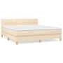 Box spring bed with cream fabric mattress 160x200 cm by vidaXL, Beds and slatted bases - Ref: Foro24-3140630, Price: 497,02 €...