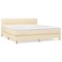 Box spring bed with cream fabric mattress 160x200 cm by vidaXL, Beds and slatted bases - Ref: Foro24-3140630, Price: 513,72 €...