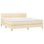 Box spring bed with cream fabric mattress 160x200 cm by vidaXL, Beds and slatted bases - Ref: Foro24-3140630, Price: 513,72 €...