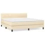 Box spring bed with cream fabric mattress 160x200 cm by vidaXL, Beds and slatted bases - Ref: Foro24-3140070, Price: 492,47 €...