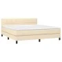 Box spring bed with cream fabric mattress 160x200 cm by vidaXL, Beds and slatted bases - Ref: Foro24-3140070, Price: 492,47 €...
