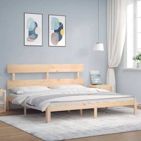 Doppelbettgestell mit Kopfteil aus Massivholz von vidaXL, Betten und Lattenroste - Ref: Foro24-3193546, Preis: 152,97 €, Raba...