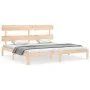 Double bed frame with solid wood headboard by vidaXL, Beds and slatted bases - Ref: Foro24-3193546, Price: 142,05 €, Discount: %
