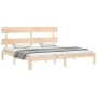 Double bed frame with solid wood headboard by vidaXL, Beds and slatted bases - Ref: Foro24-3193546, Price: 142,05 €, Discount: %
