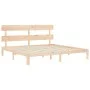 Double bed frame with solid wood headboard by vidaXL, Beds and slatted bases - Ref: Foro24-3193546, Price: 142,05 €, Discount: %
