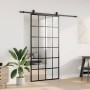 Puerta corredera con herrajes negro 102x205 cm ESG vidrio