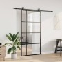 Puerta corredera set herrajes negra 102,5x205 cm ESG vidrio