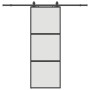 Puerta corredera con herrajes negro 76x205 cm vidrio templado