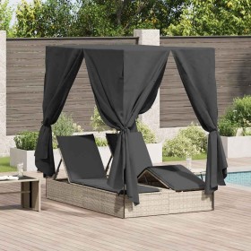 Tumbona doble con techito Gris claro 205 x 129 x 200 cm