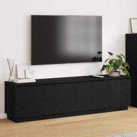 Mueble de TV con LED Roble negro 180 x 38 x 49 cm