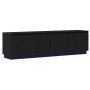 Mueble de TV con LED Roble negro 180 x 38 x 49 cm