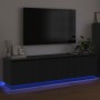 Mueble de TV con LED Roble negro 180 x 38 x 49 cm
