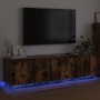 Mueble de TV con LED Roble ahumado 180 x 38 x 49 cm
