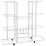 Soporte para flores con ruedas hierro blanco 94,5x24,5x91,5 cm