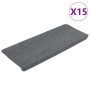 Alfombrilla autoadhesiva de escalera 15 uds gris 65x24,5x3,5 cm