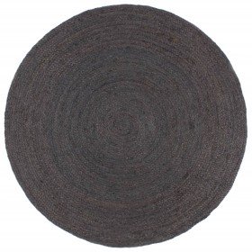 Alfombra de yute tejida a mano redonda gris oscuro 210 cm