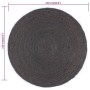 Alfombra de yute tejida a mano redonda gris oscuro 210 cm