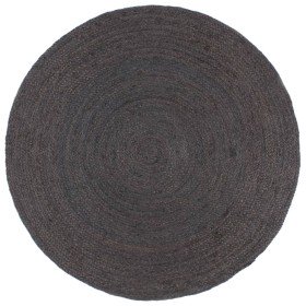 Alfombra de yute tejida a mano redonda gris oscuro 240 cm