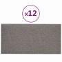Paneles de pared 12 uds tela gris claro 30x15 cm 0,54 m²