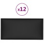 Paneles de pared 12 uds cuero sintético negro 30x15 cm 0,54 m²