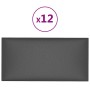 Paneles de pared 12 uds cuero sintético gris 30x15 cm 0,54 m²
