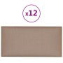 Paneles de pared 12 uds cuero PE capuchino 30x15 cm 0,54 m²