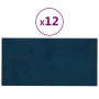 Paneles de pared 12 uds cuero sintético azul 30x15 cm 0,54 m²