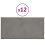 Paneles de pared 12 uds terciopelo gris claro 30x15 cm 0,54 m²