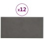 Paneles de pared 12 uds terciopelo gris oscuro 30x15 cm 0,54 m²