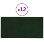 Paneles de pared 12 uds terciopelo verde oscuro 30x15cm 0,54 m²