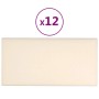 Paneles de pared 12 uds terciopelo crema 30x15 cm 0,54 m²