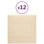 Paneles de pared 12 uds tela color crema 30x30 cm 1,08 m²