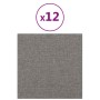 Paneles de pared 12 uds tela gris claro 30x30 cm 1,08 m²