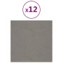 Paneles de pared 12 uds terciopelo gris claro 30x30 cm 1,08 m²