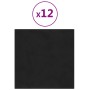 Paneles de pared 12 uds terciopelo negro 30x30 cm 1,08 m²