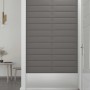 Paneles de pared 12 uds tela gris claro 60x15 cm 1,08 m²