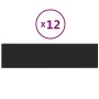 Paneles de pared 12 uds tela negro 60x15 cm 1,08 m²