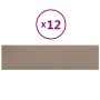 Paneles pared 12 uds cuero sintético capuchino 60x15 cm 1,08 m²