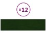 Paneles de pared 12 uds terciopelo verde oscuro 60x15 cm 1,08m²