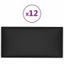 Paneles de pared 12 uds cuero sintético negro 60x30 cm 2,16 m²