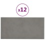 Paneles de pared 12 uds terciopelo gris claro 60x30 cm 2,16 m²