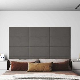 Paneles de pared 12 uds terciopelo gris oscuro 60x30 cm 2,16 m²