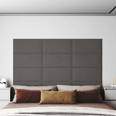 Paneles de pared 12 uds terciopelo gris oscuro 60x30 cm 2,16 m²