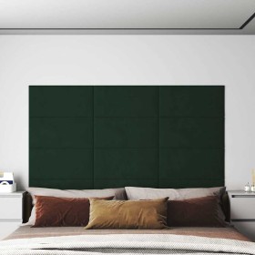Paneles de pared 12 uds terciopelo verde oscuro 60x30 cm 2,16m²
