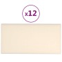 Paneles de pared 12 uds terciopelo crema 60x30 cm 2,16 m²