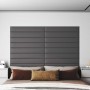 Paneles de pared 12 uds cuero sintético gris 90x15 cm 1,62 m² en Recubrimiento de paredes | Comprar online en Foro24