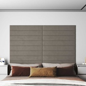 Paneles de pared 12 uds terciopelo gris claro 90x15 cm 1,62 m²